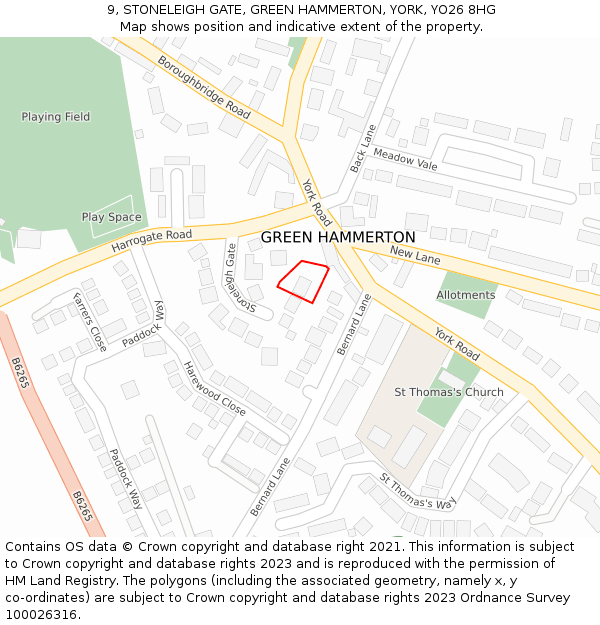 9, STONELEIGH GATE, GREEN HAMMERTON, YORK, YO26 8HG: Location map and indicative extent of plot