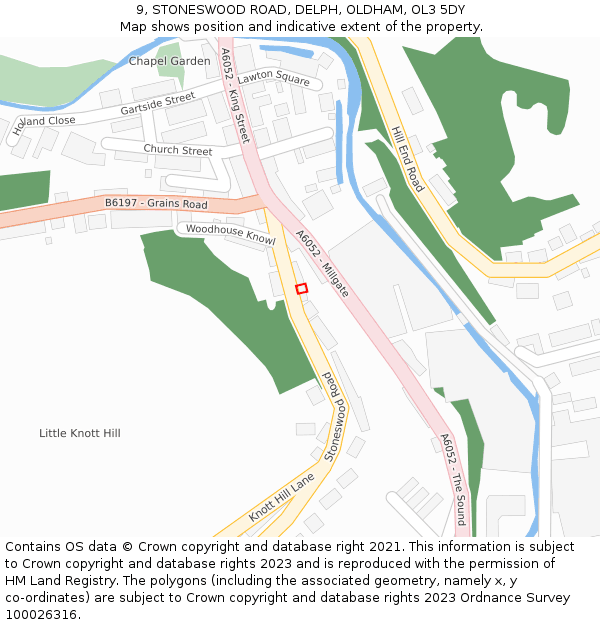 9, STONESWOOD ROAD, DELPH, OLDHAM, OL3 5DY: Location map and indicative extent of plot