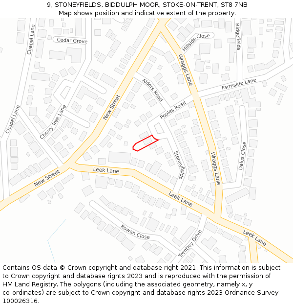 9, STONEYFIELDS, BIDDULPH MOOR, STOKE-ON-TRENT, ST8 7NB: Location map and indicative extent of plot