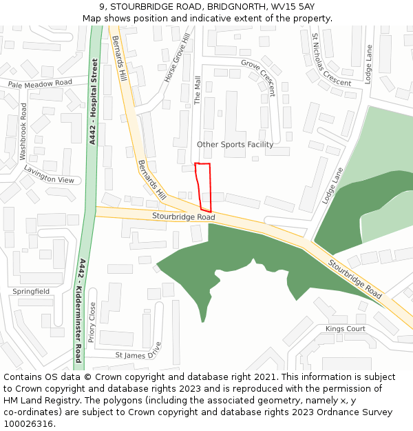 9, STOURBRIDGE ROAD, BRIDGNORTH, WV15 5AY: Location map and indicative extent of plot