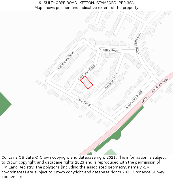 9, SULTHORPE ROAD, KETTON, STAMFORD, PE9 3SN: Location map and indicative extent of plot