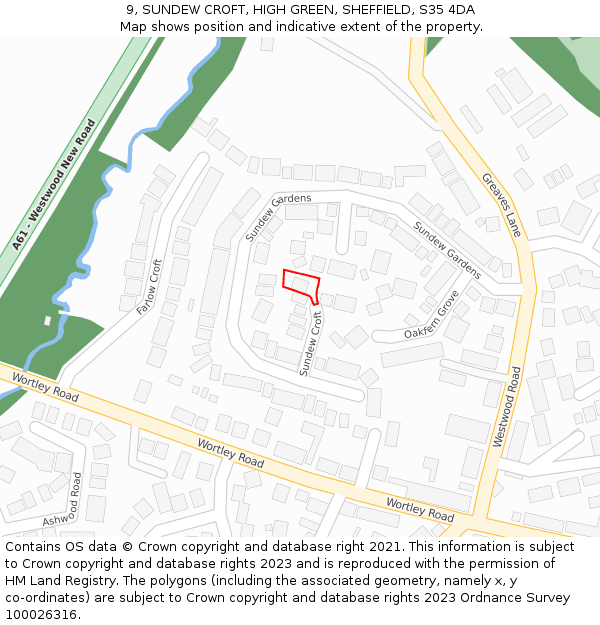 9, SUNDEW CROFT, HIGH GREEN, SHEFFIELD, S35 4DA: Location map and indicative extent of plot