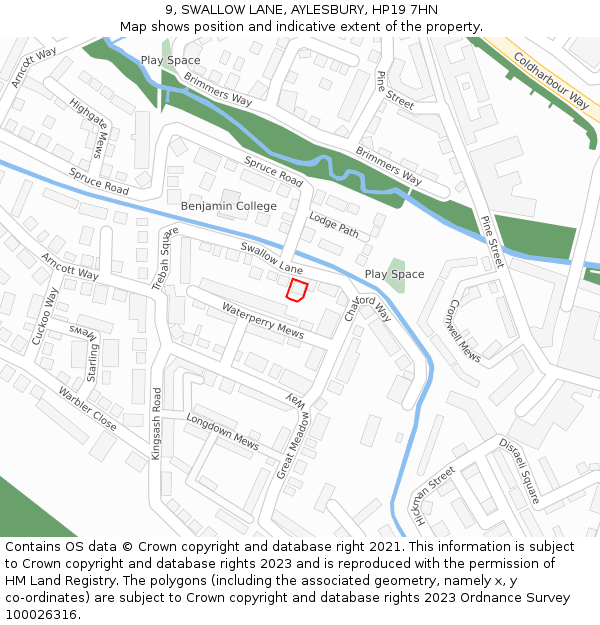 9, SWALLOW LANE, AYLESBURY, HP19 7HN: Location map and indicative extent of plot