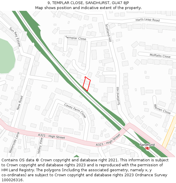 9, TEMPLAR CLOSE, SANDHURST, GU47 8JP: Location map and indicative extent of plot