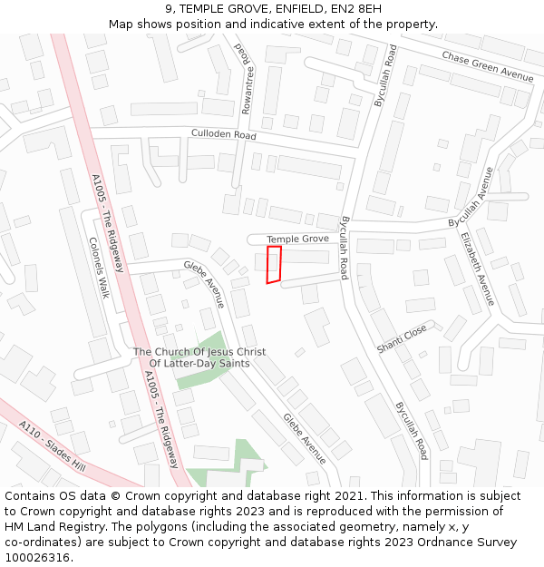 9, TEMPLE GROVE, ENFIELD, EN2 8EH: Location map and indicative extent of plot