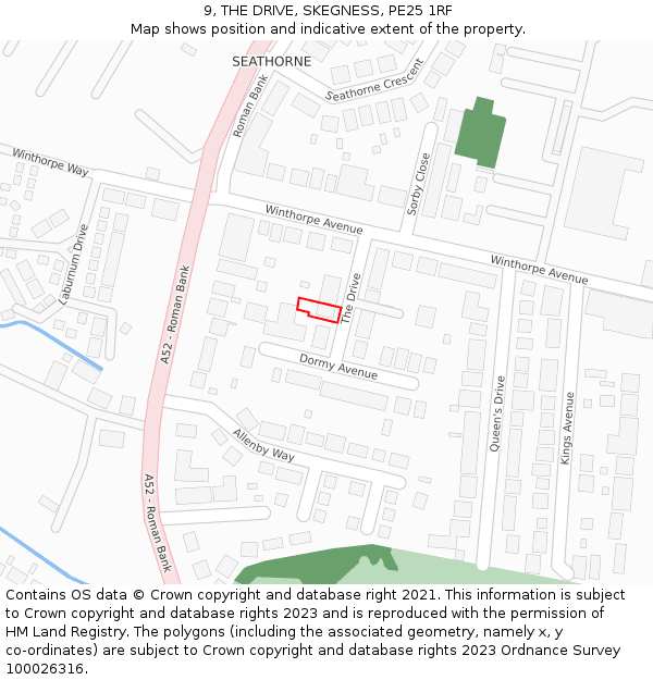 9, THE DRIVE, SKEGNESS, PE25 1RF: Location map and indicative extent of plot