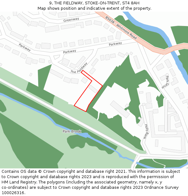 9, THE FIELDWAY, STOKE-ON-TRENT, ST4 8AH: Location map and indicative extent of plot