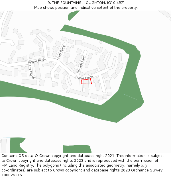 9, THE FOUNTAINS, LOUGHTON, IG10 4RZ: Location map and indicative extent of plot