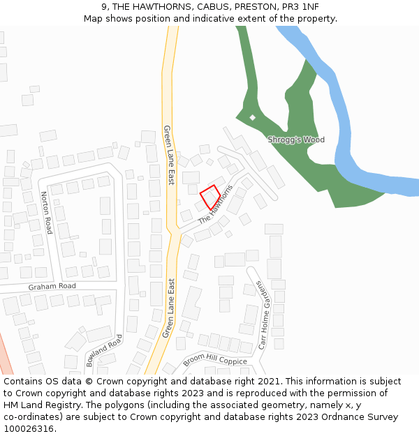 9, THE HAWTHORNS, CABUS, PRESTON, PR3 1NF: Location map and indicative extent of plot