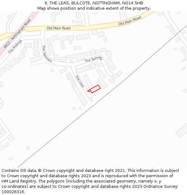 9, THE LEAS, BULCOTE, NOTTINGHAM, NG14 5HB: Location map and indicative extent of plot