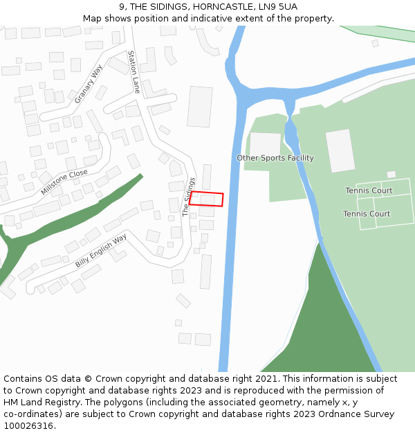9, THE SIDINGS, HORNCASTLE, LN9 5UA: Location map and indicative extent of plot