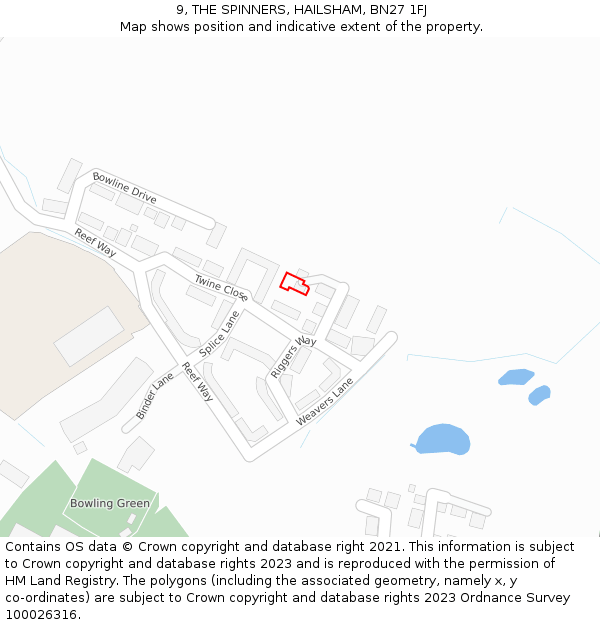 9, THE SPINNERS, HAILSHAM, BN27 1FJ: Location map and indicative extent of plot