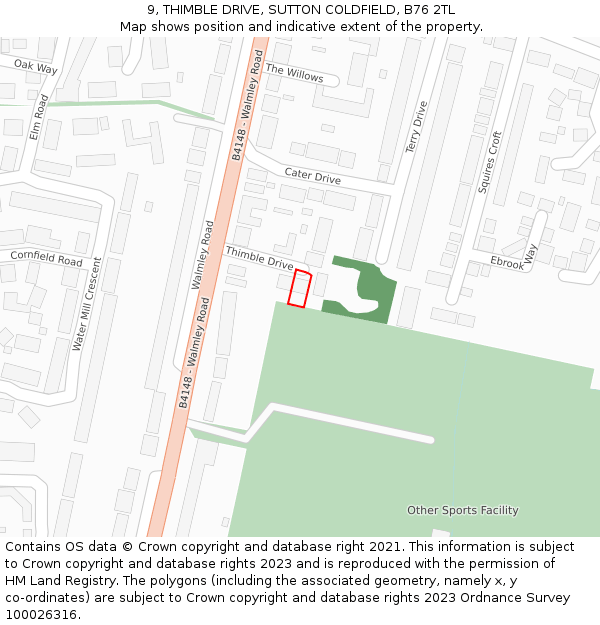 9, THIMBLE DRIVE, SUTTON COLDFIELD, B76 2TL: Location map and indicative extent of plot
