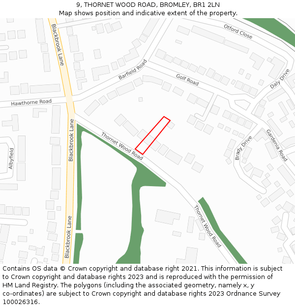 9, THORNET WOOD ROAD, BROMLEY, BR1 2LN: Location map and indicative extent of plot