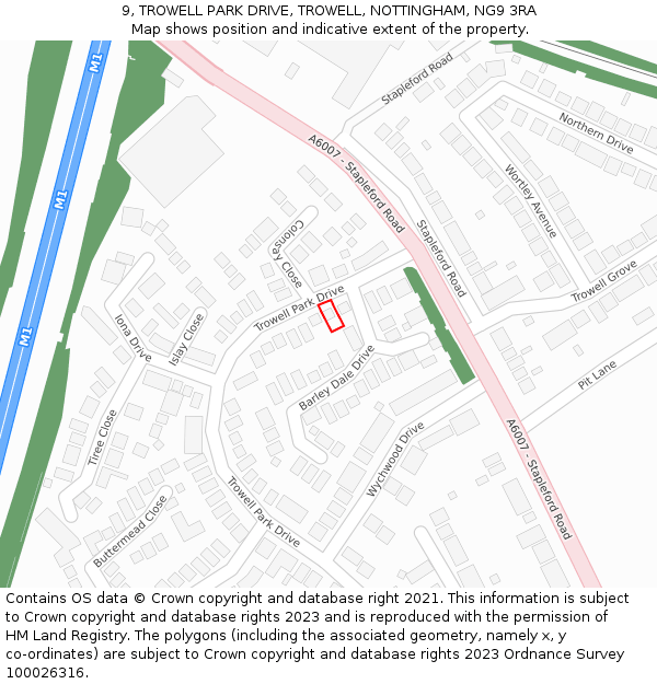 9, TROWELL PARK DRIVE, TROWELL, NOTTINGHAM, NG9 3RA: Location map and indicative extent of plot