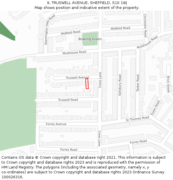 9, TRUSWELL AVENUE, SHEFFIELD, S10 1WJ: Location map and indicative extent of plot