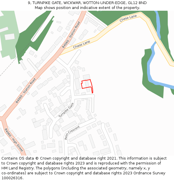 9, TURNPIKE GATE, WICKWAR, WOTTON-UNDER-EDGE, GL12 8ND: Location map and indicative extent of plot