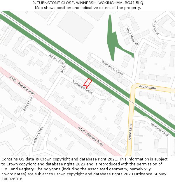 9, TURNSTONE CLOSE, WINNERSH, WOKINGHAM, RG41 5LQ: Location map and indicative extent of plot