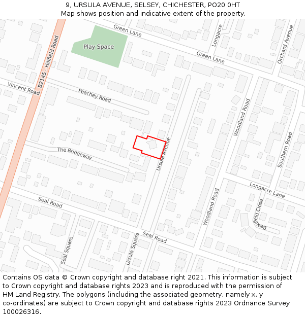 9, URSULA AVENUE, SELSEY, CHICHESTER, PO20 0HT: Location map and indicative extent of plot