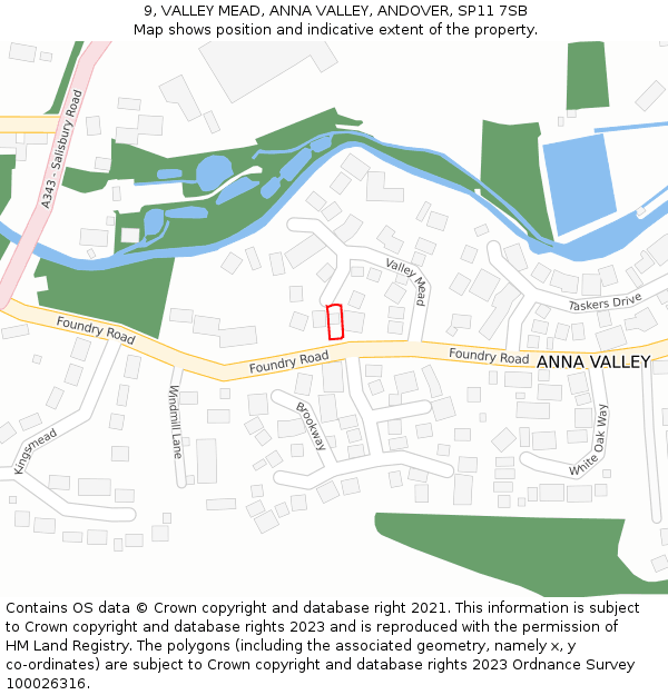 9, VALLEY MEAD, ANNA VALLEY, ANDOVER, SP11 7SB: Location map and indicative extent of plot