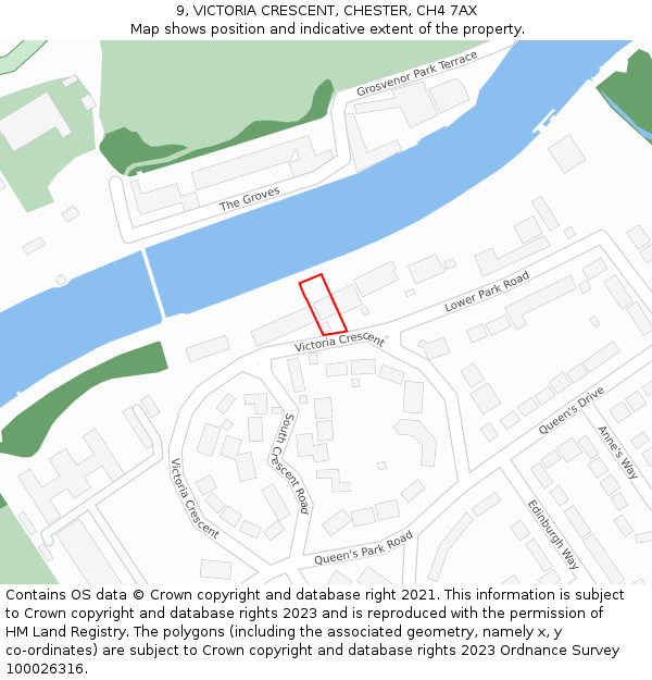 9, VICTORIA CRESCENT, CHESTER, CH4 7AX: Location map and indicative extent of plot