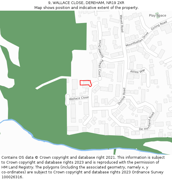 9, WALLACE CLOSE, DEREHAM, NR19 2XR: Location map and indicative extent of plot
