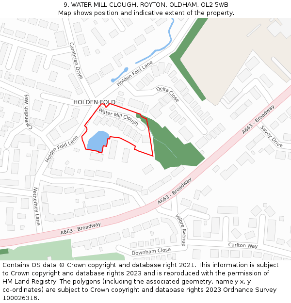 9, WATER MILL CLOUGH, ROYTON, OLDHAM, OL2 5WB: Location map and indicative extent of plot