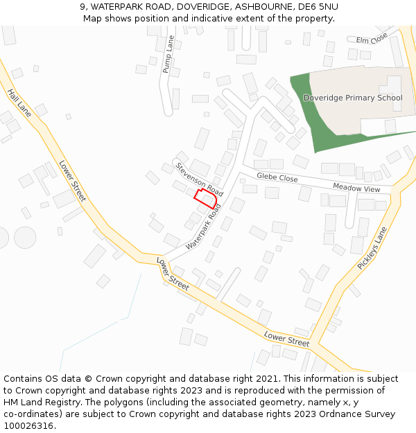 9, WATERPARK ROAD, DOVERIDGE, ASHBOURNE, DE6 5NU: Location map and indicative extent of plot