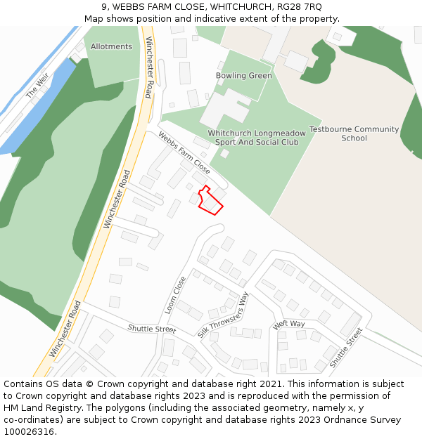 9, WEBBS FARM CLOSE, WHITCHURCH, RG28 7RQ: Location map and indicative extent of plot