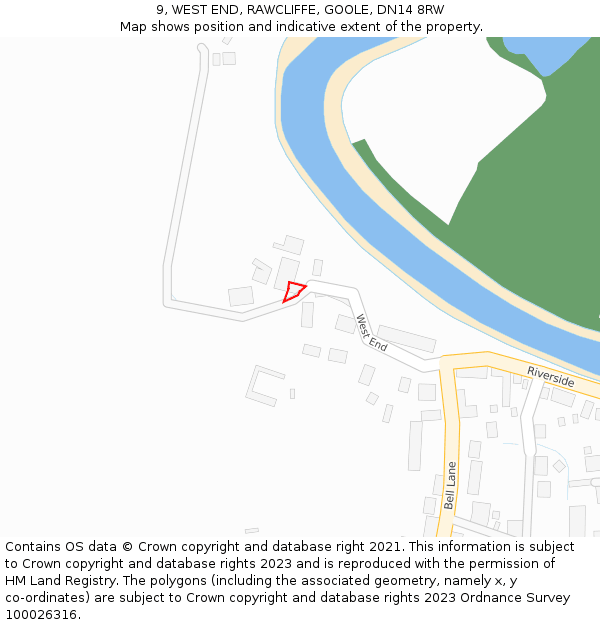 9, WEST END, RAWCLIFFE, GOOLE, DN14 8RW: Location map and indicative extent of plot