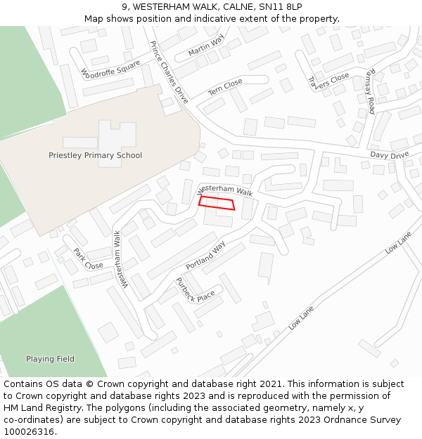 9, WESTERHAM WALK, CALNE, SN11 8LP: Location map and indicative extent of plot