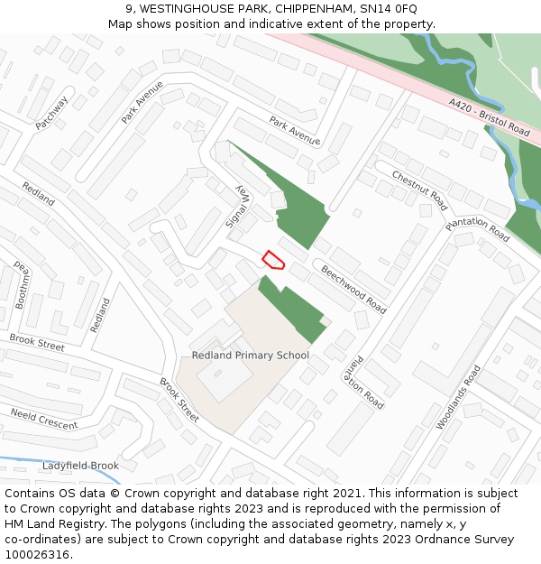 9, WESTINGHOUSE PARK, CHIPPENHAM, SN14 0FQ: Location map and indicative extent of plot