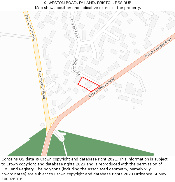 9, WESTON ROAD, FAILAND, BRISTOL, BS8 3UR: Location map and indicative extent of plot