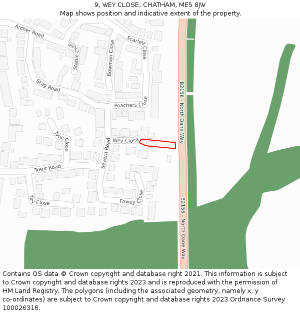 9, WEY CLOSE, CHATHAM, ME5 8JW: Location map and indicative extent of plot