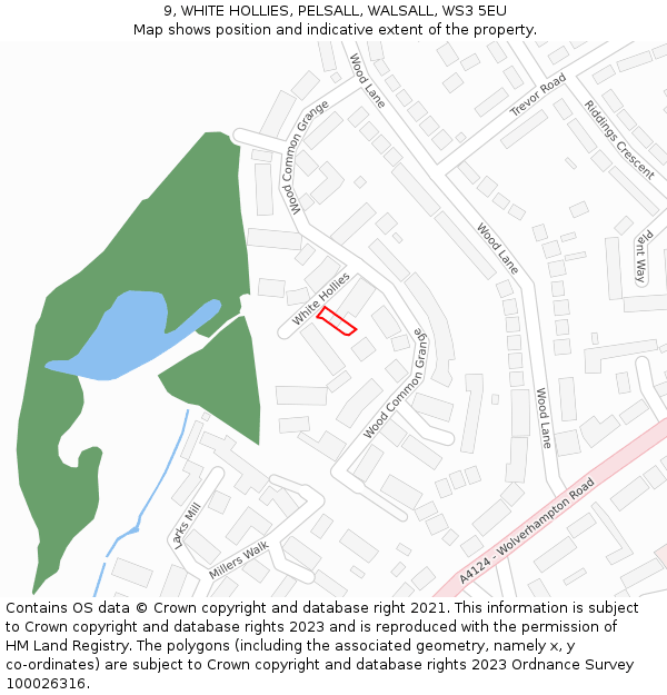 9, WHITE HOLLIES, PELSALL, WALSALL, WS3 5EU: Location map and indicative extent of plot