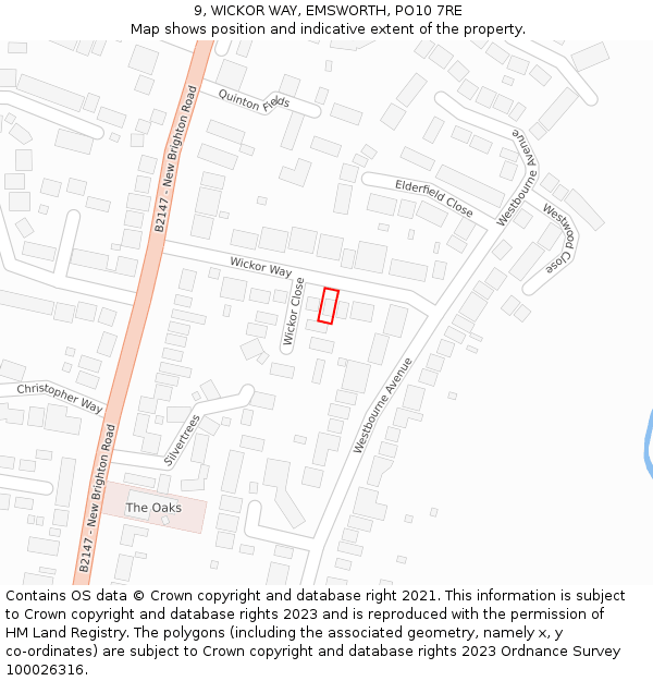 9, WICKOR WAY, EMSWORTH, PO10 7RE: Location map and indicative extent of plot