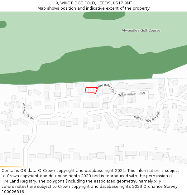 9, WIKE RIDGE FOLD, LEEDS, LS17 9NT: Location map and indicative extent of plot