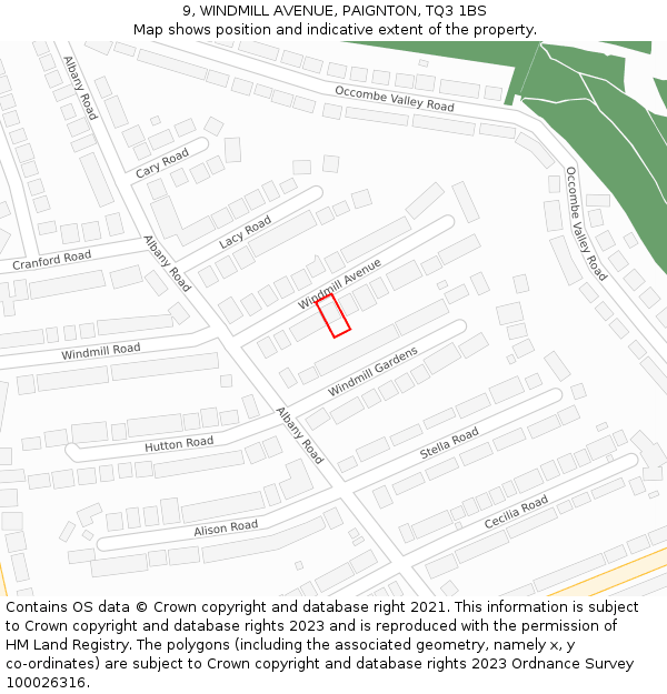 9, WINDMILL AVENUE, PAIGNTON, TQ3 1BS: Location map and indicative extent of plot