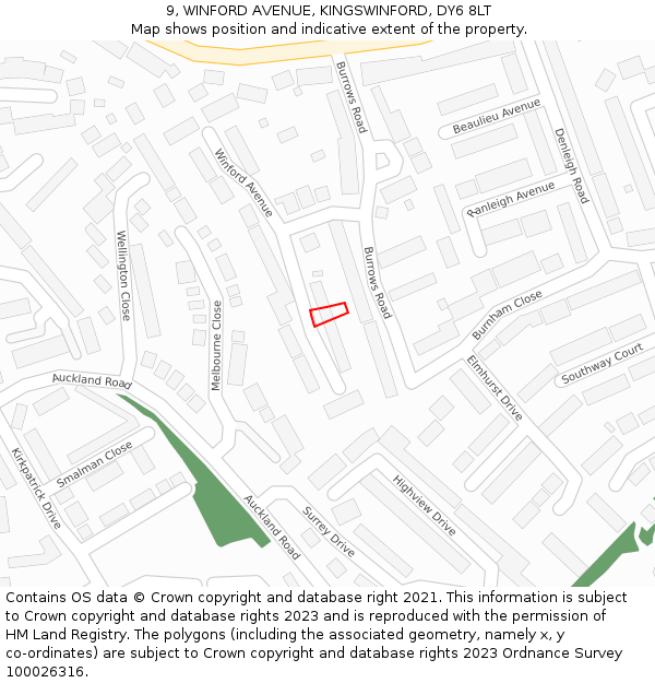 9, WINFORD AVENUE, KINGSWINFORD, DY6 8LT: Location map and indicative extent of plot