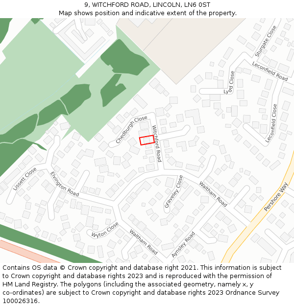 9, WITCHFORD ROAD, LINCOLN, LN6 0ST: Location map and indicative extent of plot