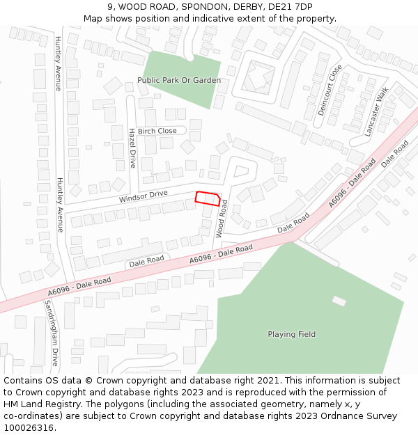 9, WOOD ROAD, SPONDON, DERBY, DE21 7DP: Location map and indicative extent of plot