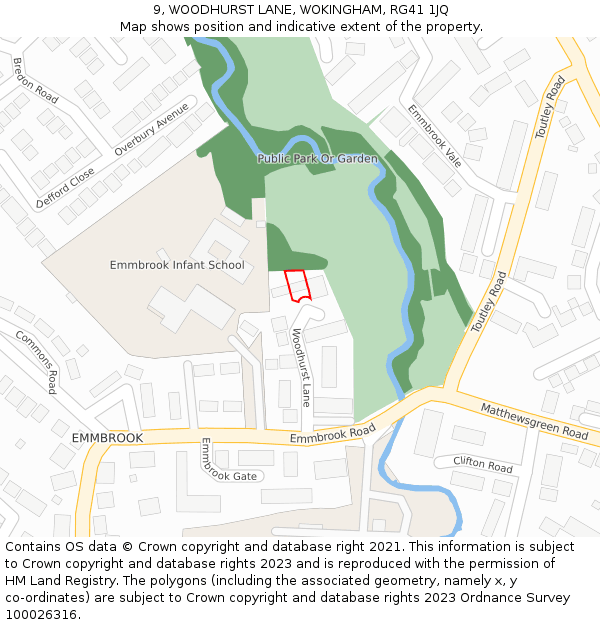 9, WOODHURST LANE, WOKINGHAM, RG41 1JQ: Location map and indicative extent of plot