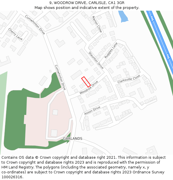 9, WOODROW DRIVE, CARLISLE, CA1 3GR: Location map and indicative extent of plot
