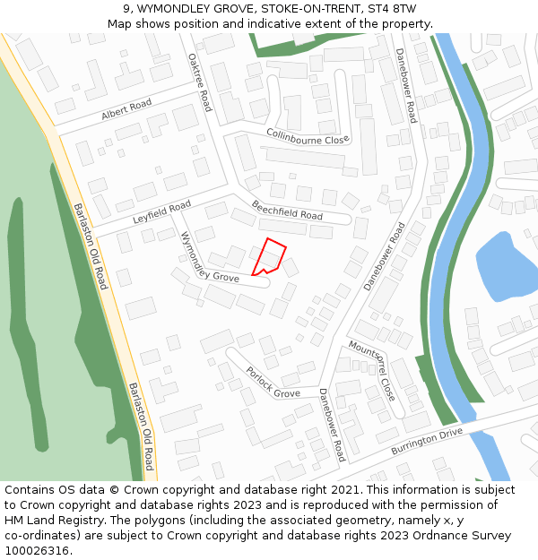 9, WYMONDLEY GROVE, STOKE-ON-TRENT, ST4 8TW: Location map and indicative extent of plot