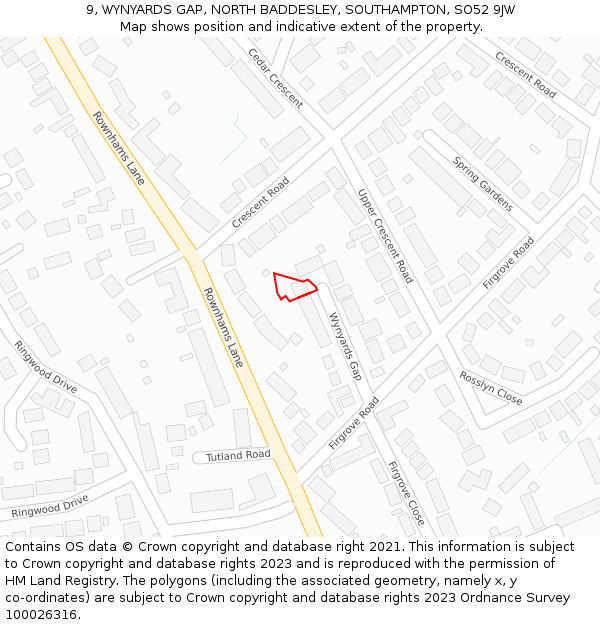 9, WYNYARDS GAP, NORTH BADDESLEY, SOUTHAMPTON, SO52 9JW: Location map and indicative extent of plot