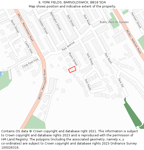 9, YORK FIELDS, BARNOLDSWICK, BB18 5DA: Location map and indicative extent of plot