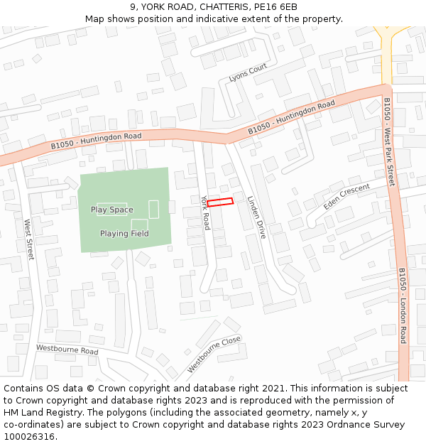 9, YORK ROAD, CHATTERIS, PE16 6EB: Location map and indicative extent of plot