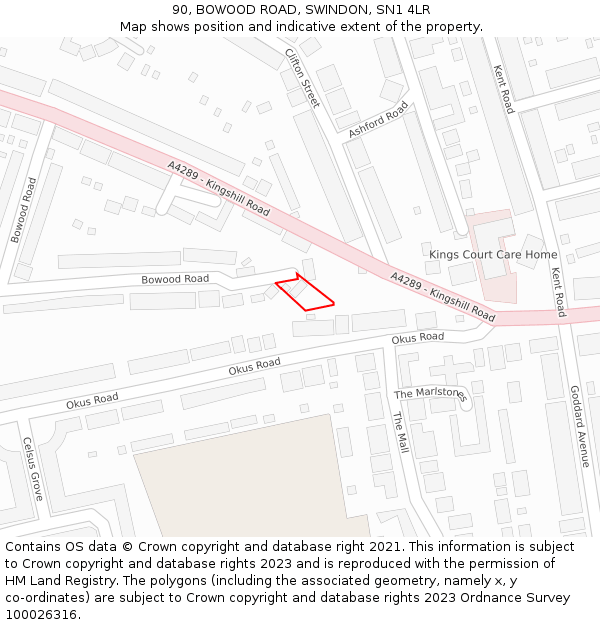 90, BOWOOD ROAD, SWINDON, SN1 4LR: Location map and indicative extent of plot
