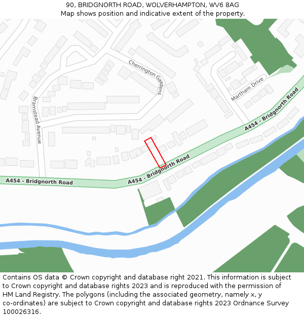 90, BRIDGNORTH ROAD, WOLVERHAMPTON, WV6 8AG: Location map and indicative extent of plot