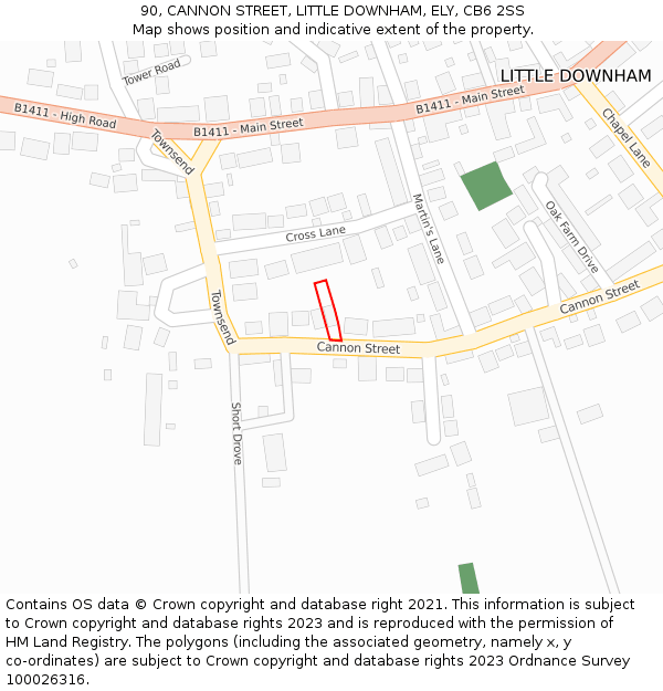 90, CANNON STREET, LITTLE DOWNHAM, ELY, CB6 2SS: Location map and indicative extent of plot